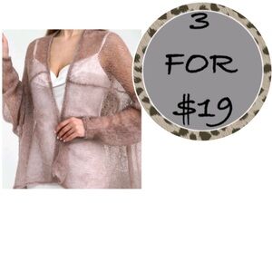 3/$19 NWT Chaser metallic rose gold open knit cardigan tunic top blouse
